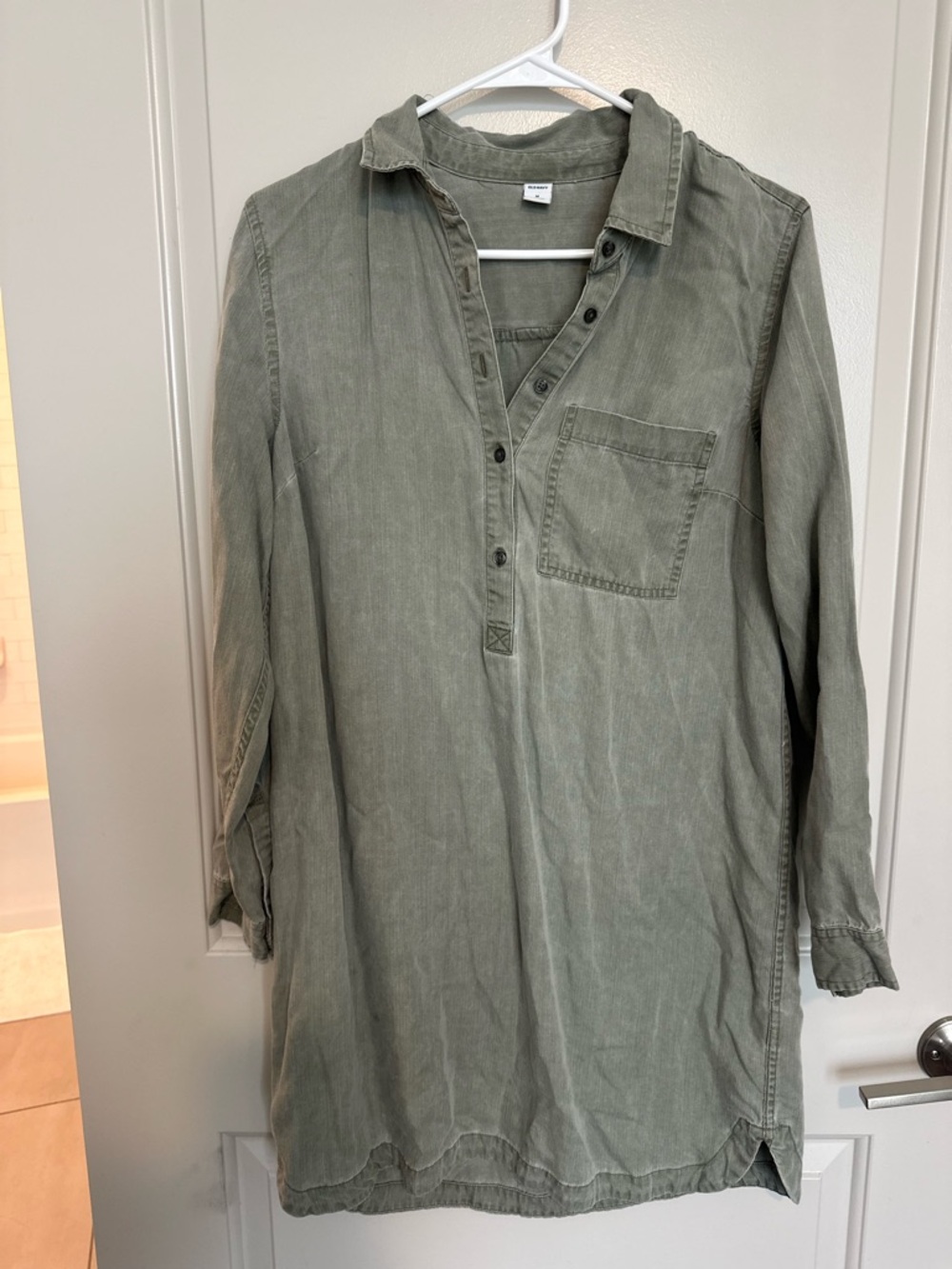 Old Navy Olive Green Button-Up Shirt Dress